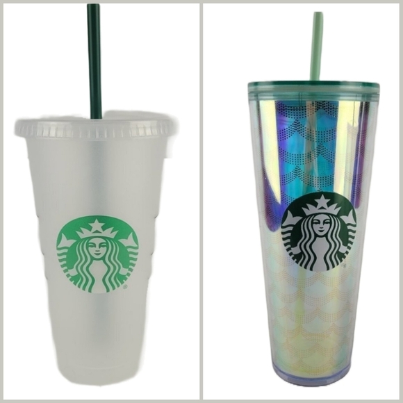 2019 Holiday Starbucks Mermaid Iridescent Scales/Reusable Cup Bundle Set of 2 - Picture 1 of 15